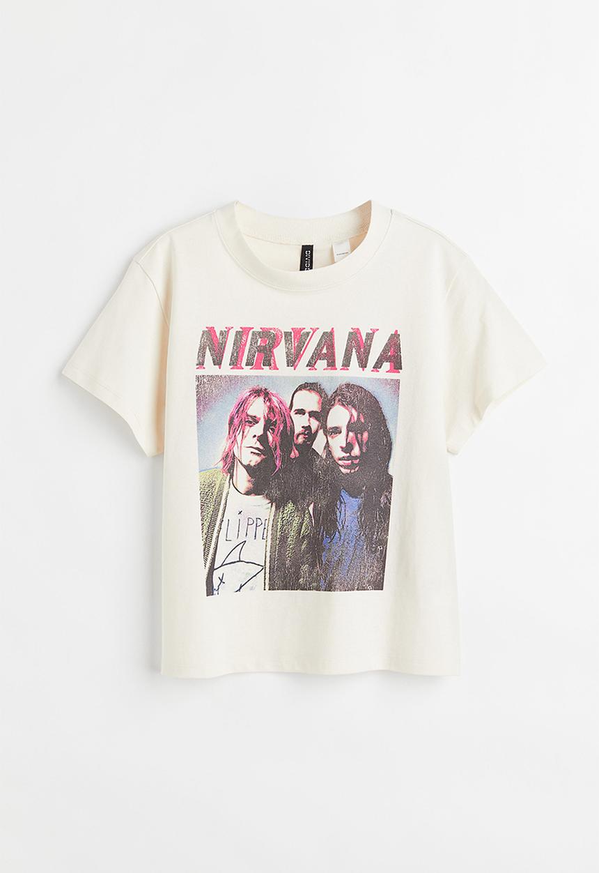 H&M - Printed T-shirt - cream/nirvana