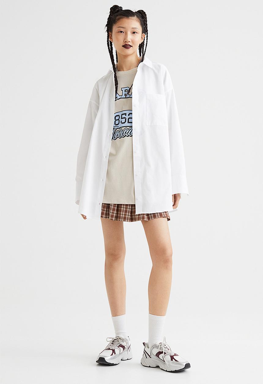 H&M - Oversized poplin shirt - white