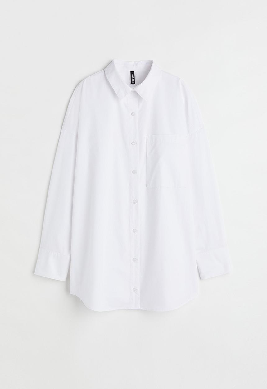 H&M - Oversized poplin shirt - white