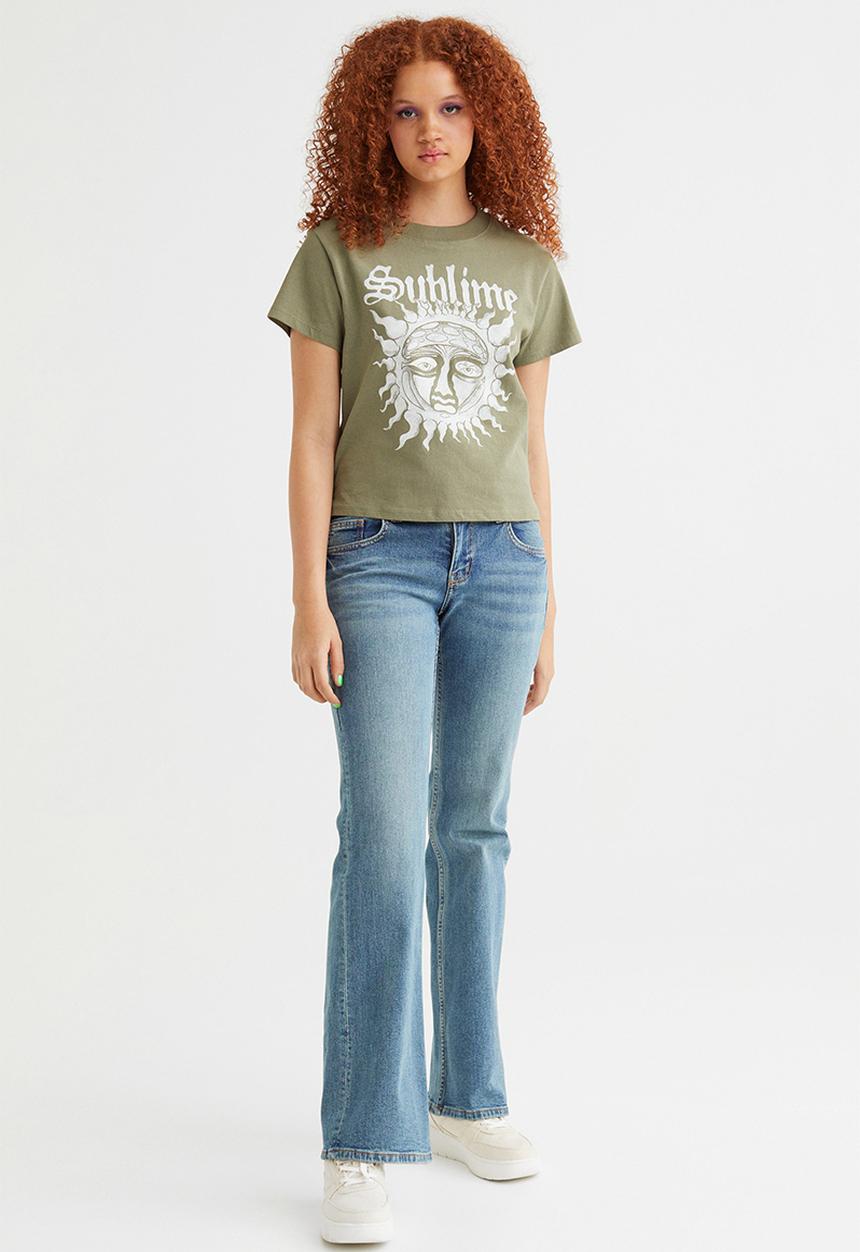H&M - Printed T-shirt - khaki green/sublime