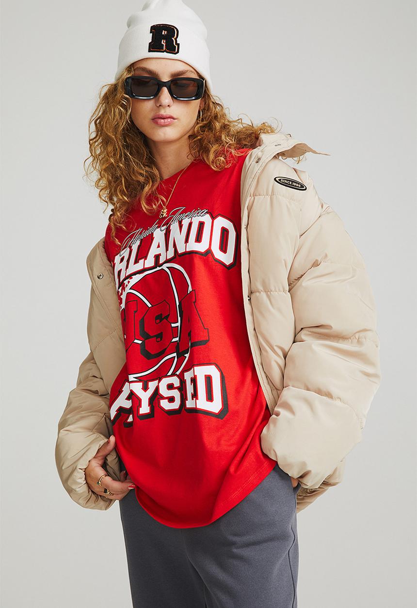 H&M - Oversized printed T-shirt - red/orlando