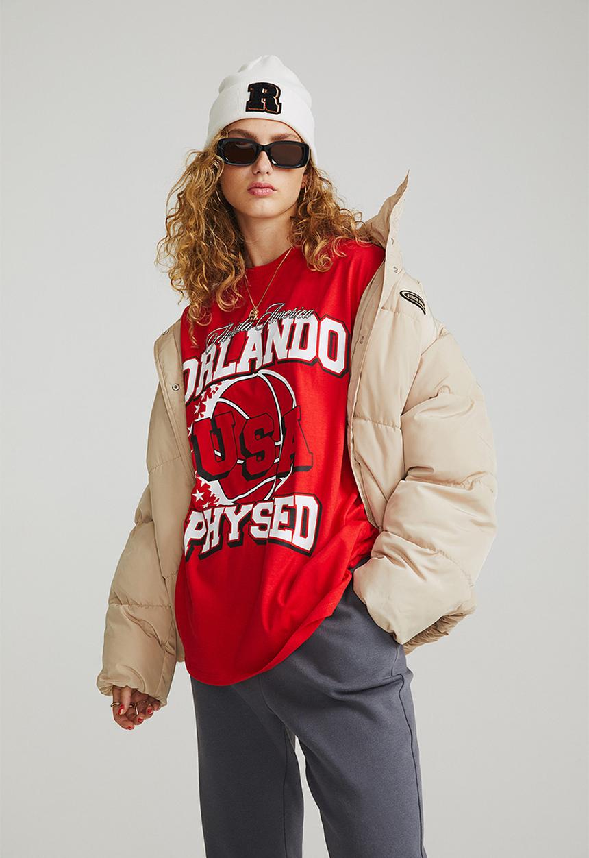 H&M - Oversized printed T-shirt - red/orlando