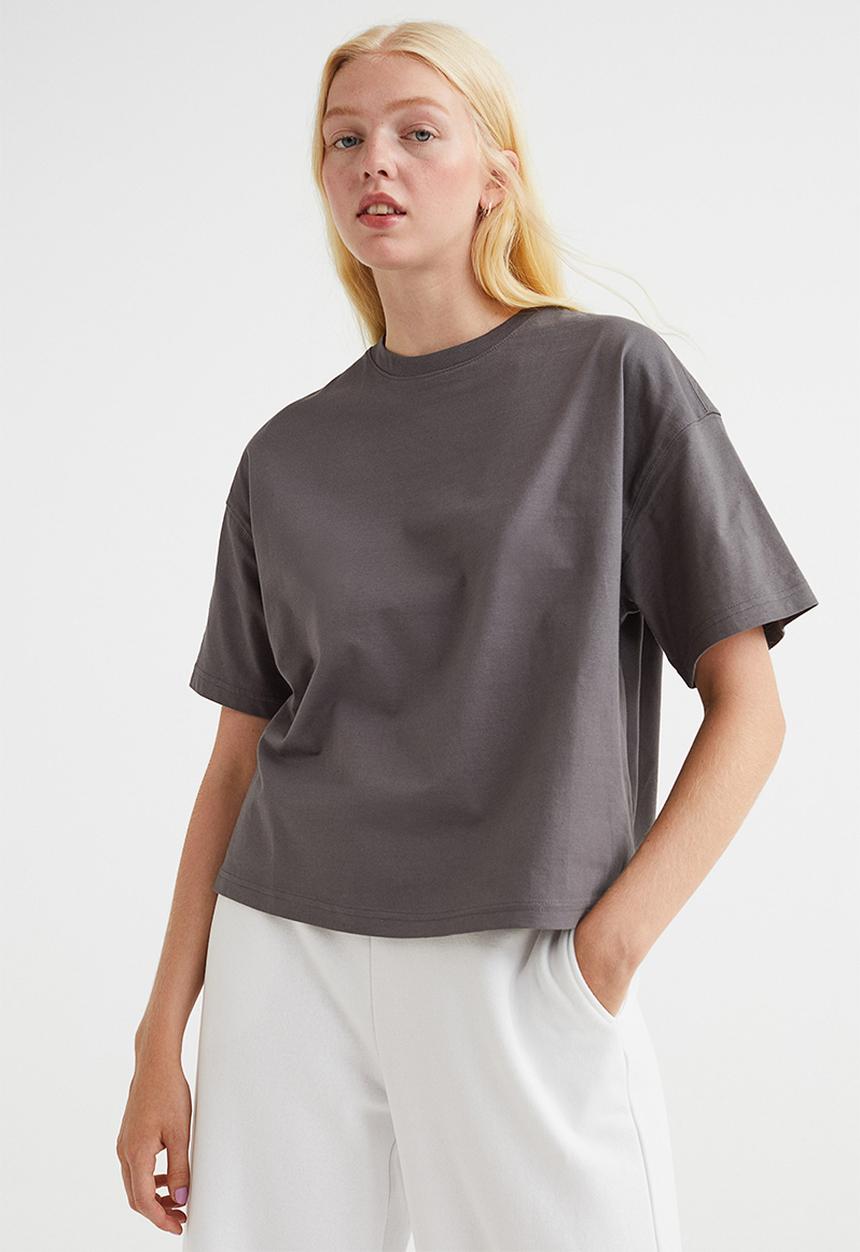 H&M - Boxy T-shirt - dark grey