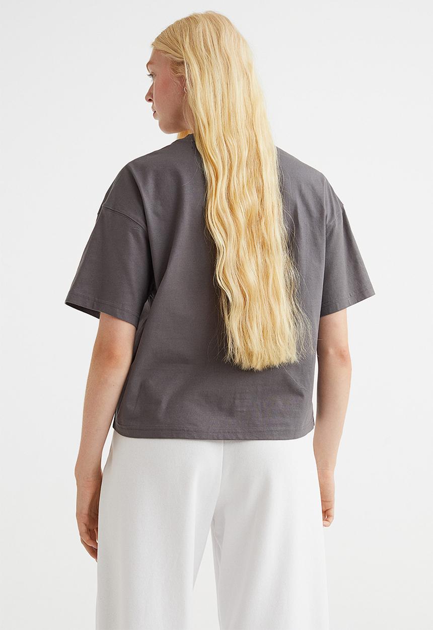 H&M - Boxy T-shirt - dark grey