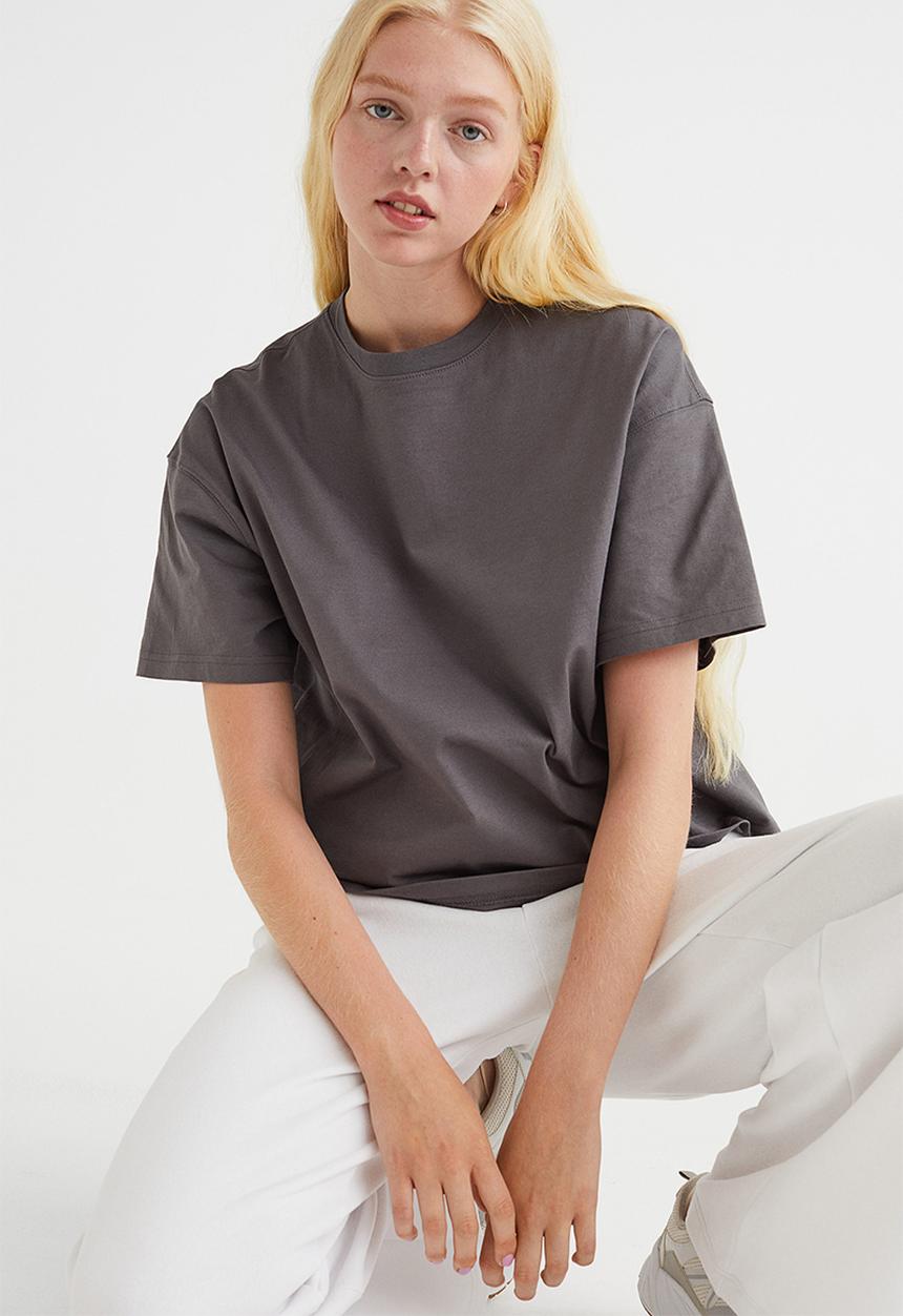 H&M - Boxy T-shirt - dark grey