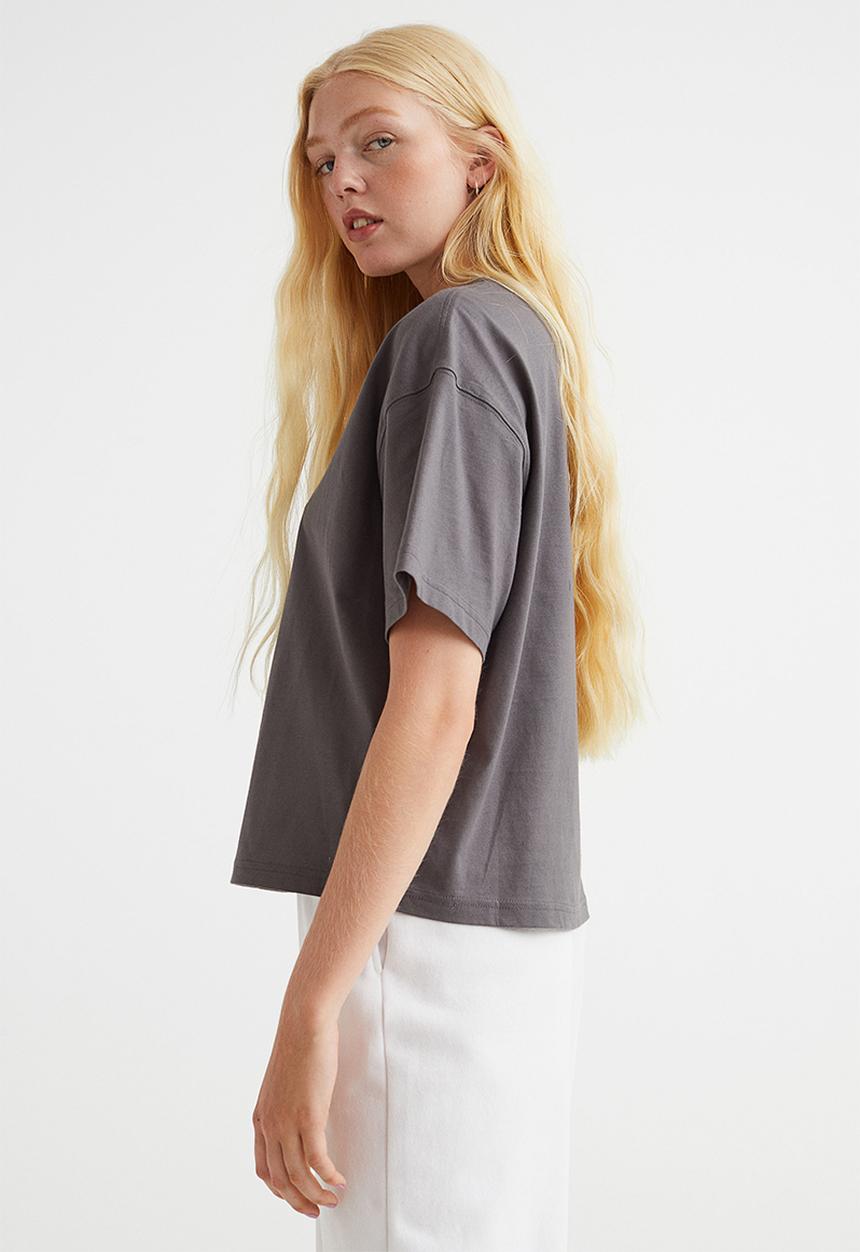 H&M - Boxy T-shirt - dark grey