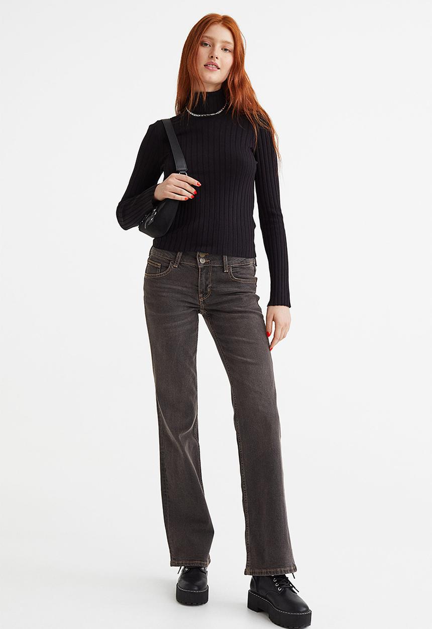 H&M - Rib-knit polo-neck top - black