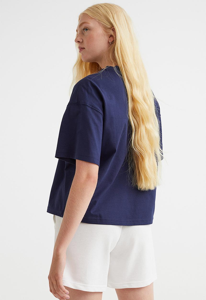 H&M - Boxy t-shirt - dark blue/authentic lifestyle