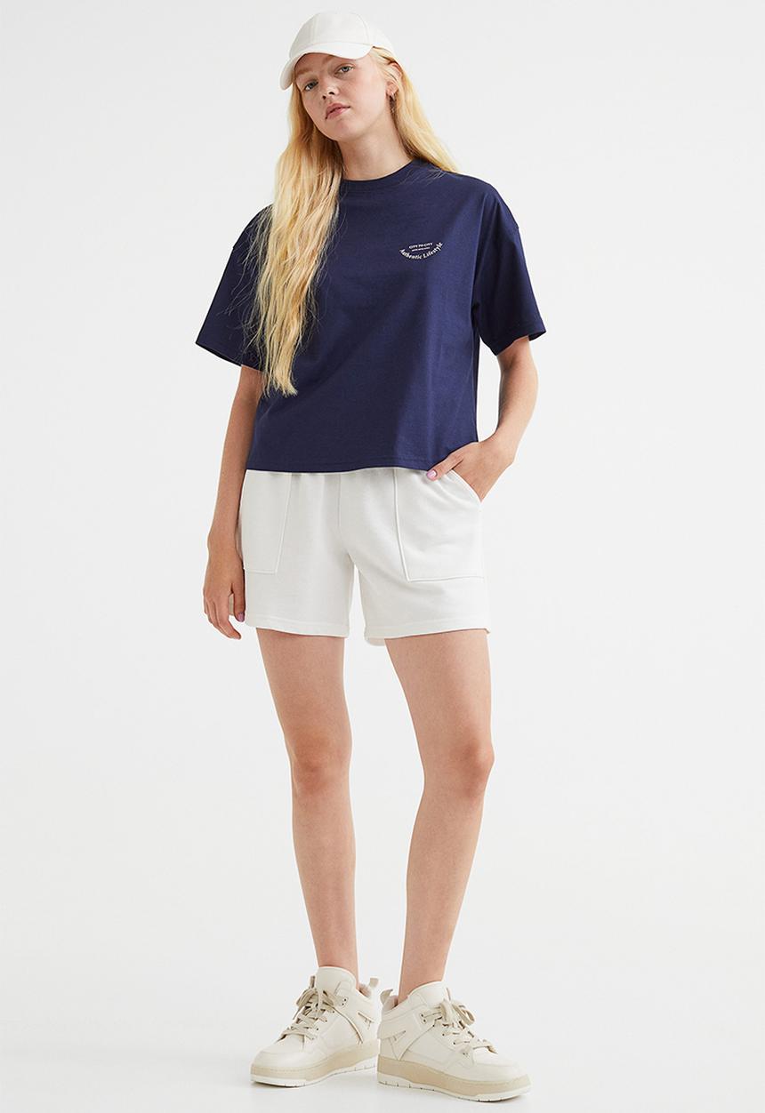 H&M - Boxy t-shirt - dark blue/authentic lifestyle