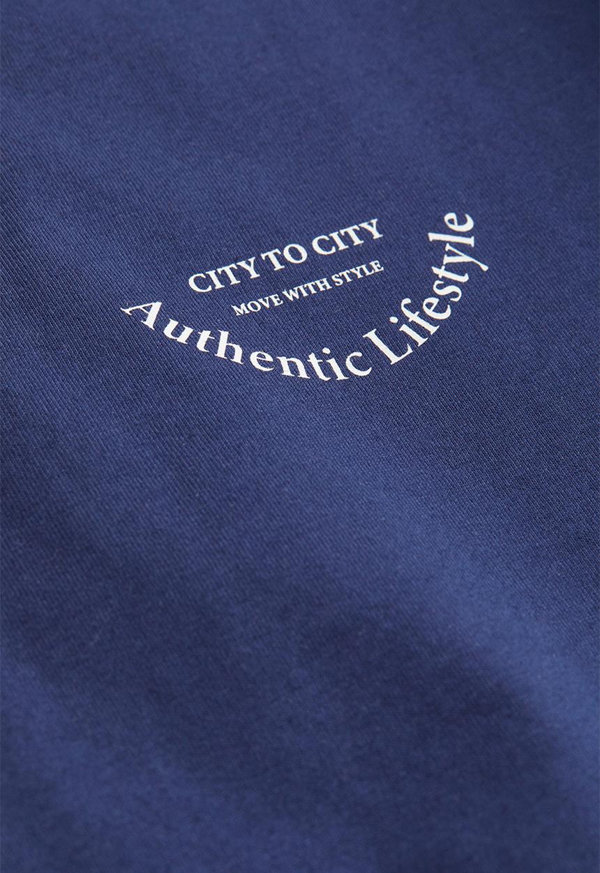 H&M - Boxy t-shirt - dark blue/authentic lifestyle