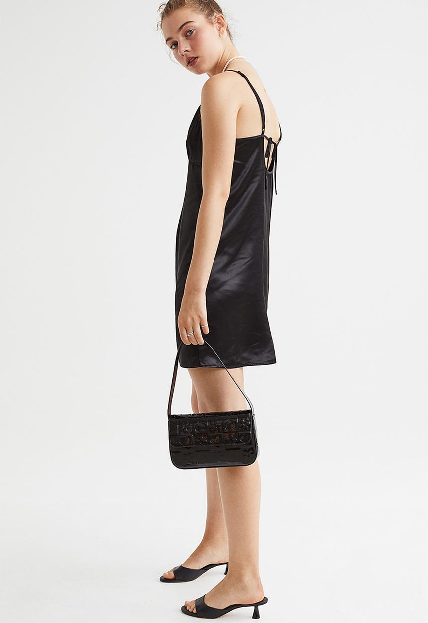 H&M - Satin slip dress - black