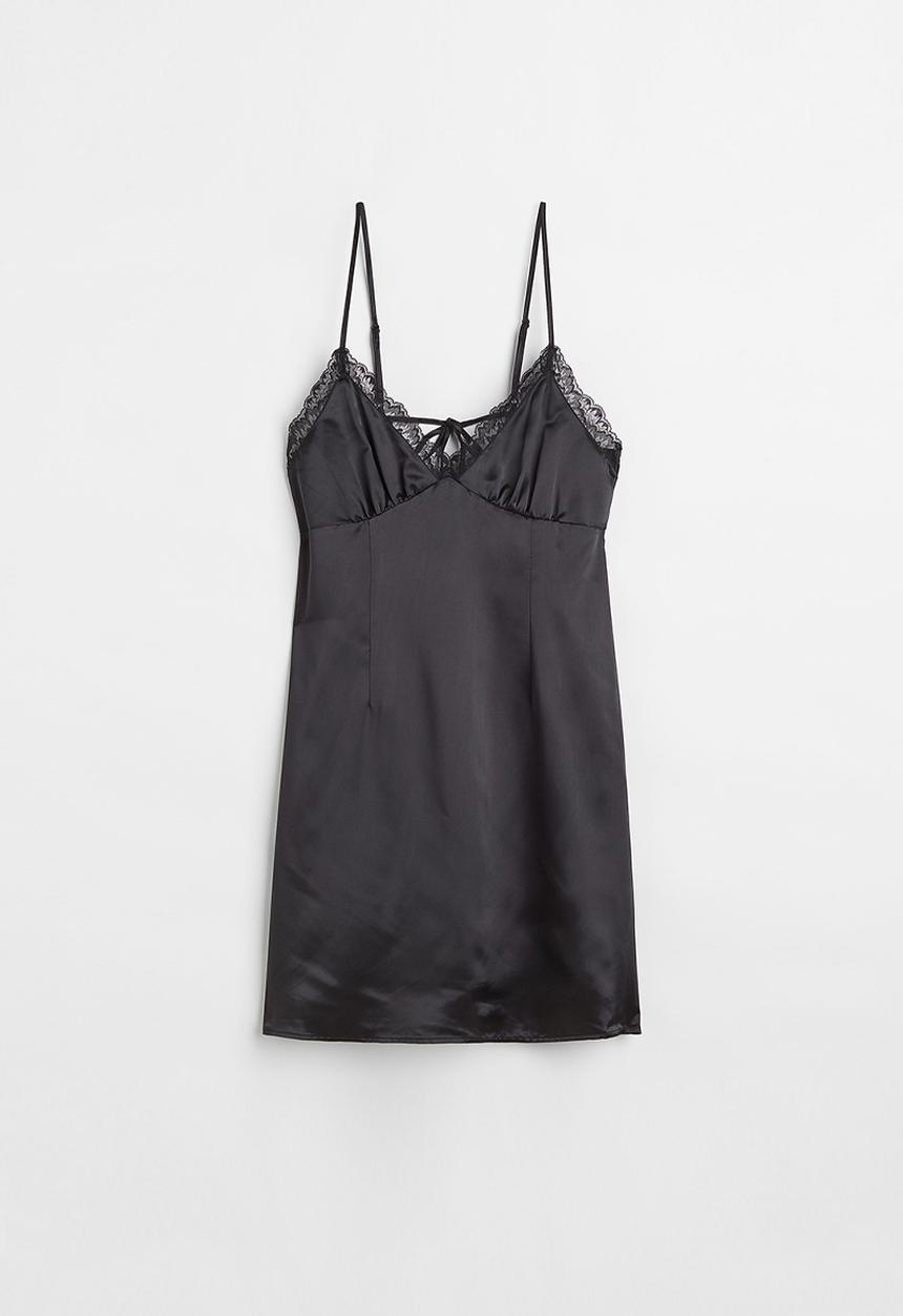 H&M - Satin slip dress - black