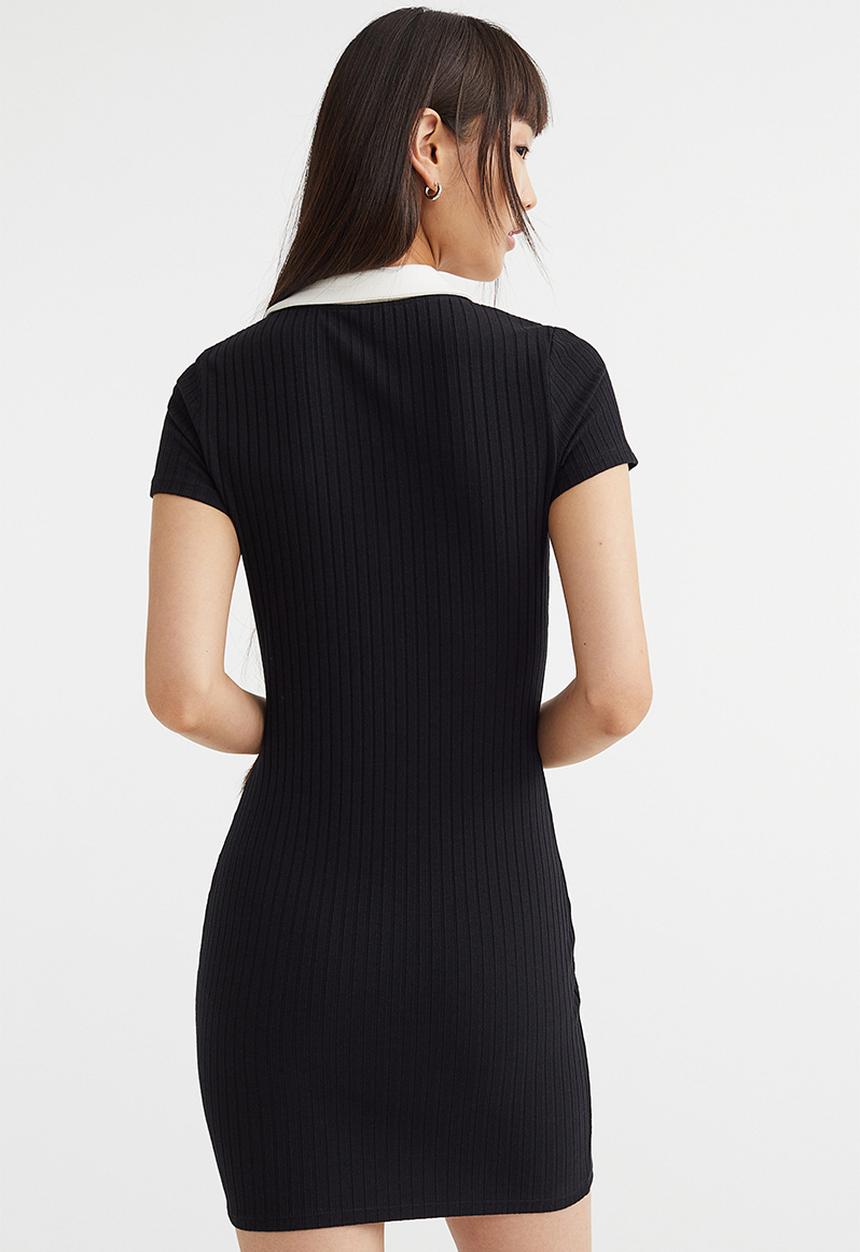 H&M - Collared jersey dress - black