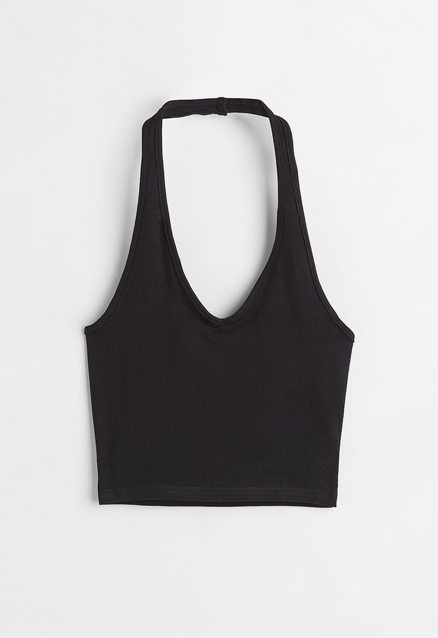 H&M - Halterneck v-neck top - black