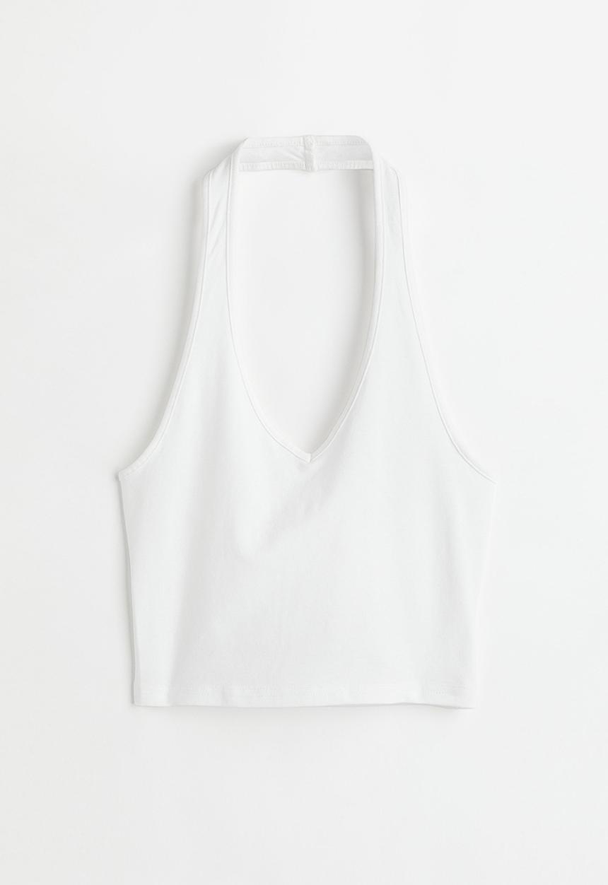 H&M - Halterneck v-neck top - white