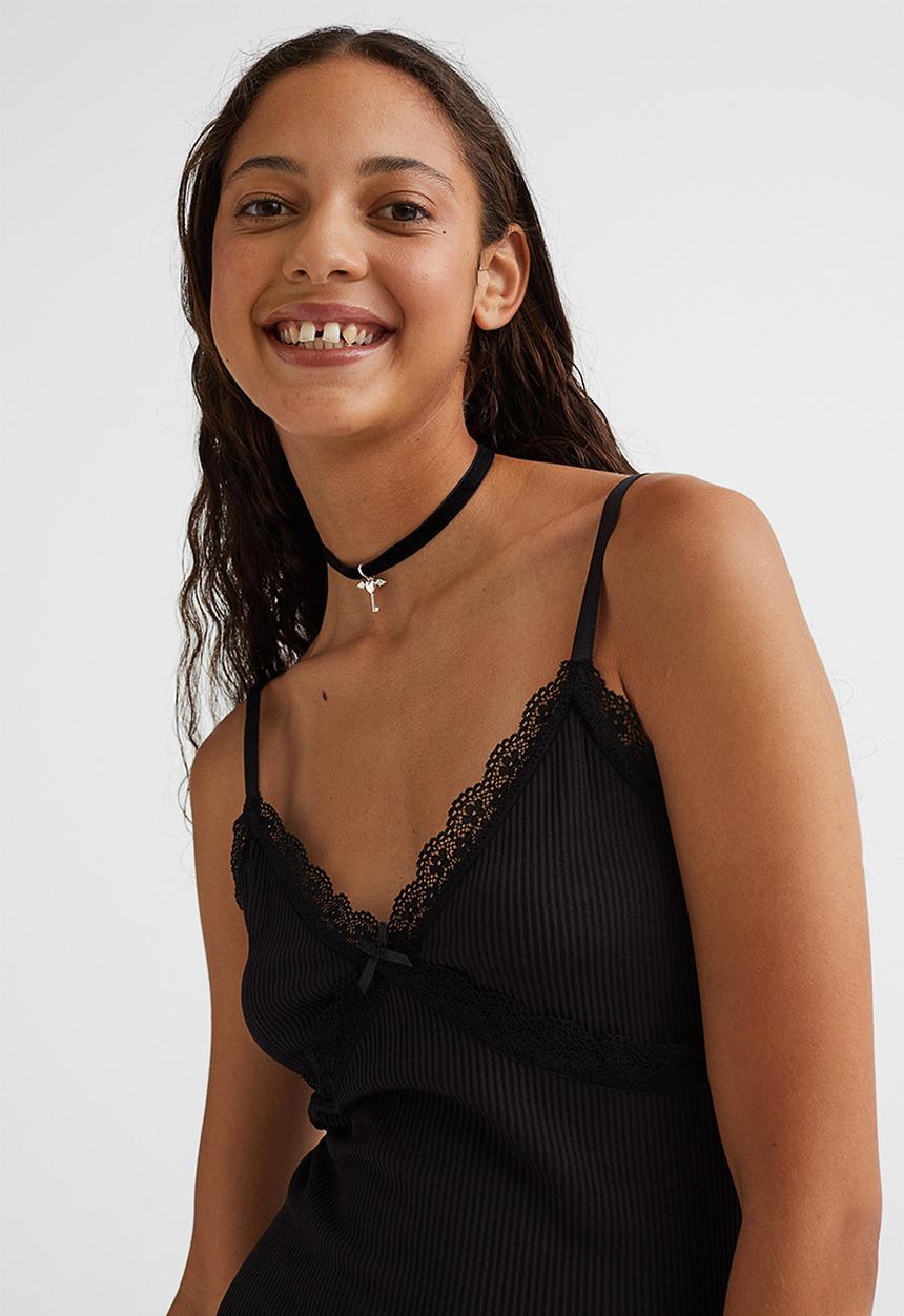 H&M - Ribbed bodycon dress - black