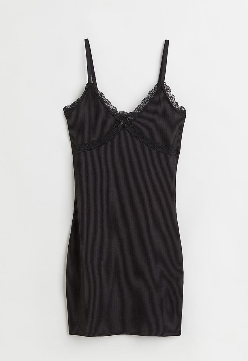 H&M - Ribbed bodycon dress - black