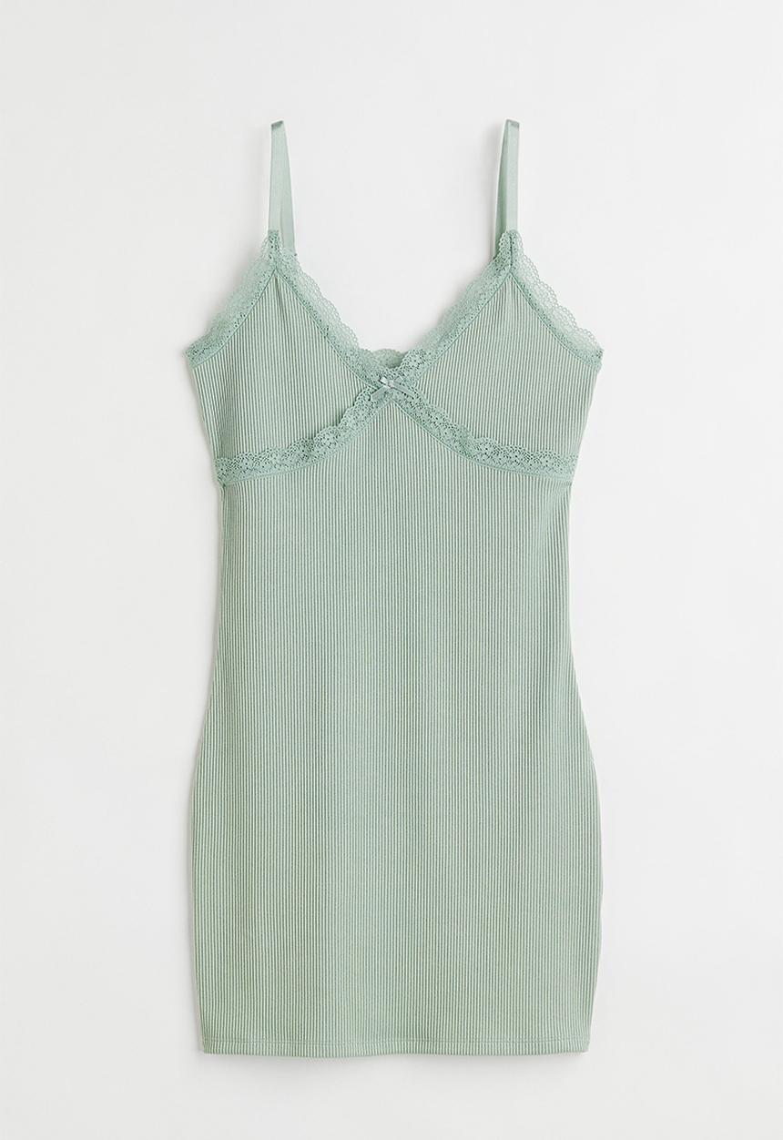 H&M - Ribbed bodycon dress - light green