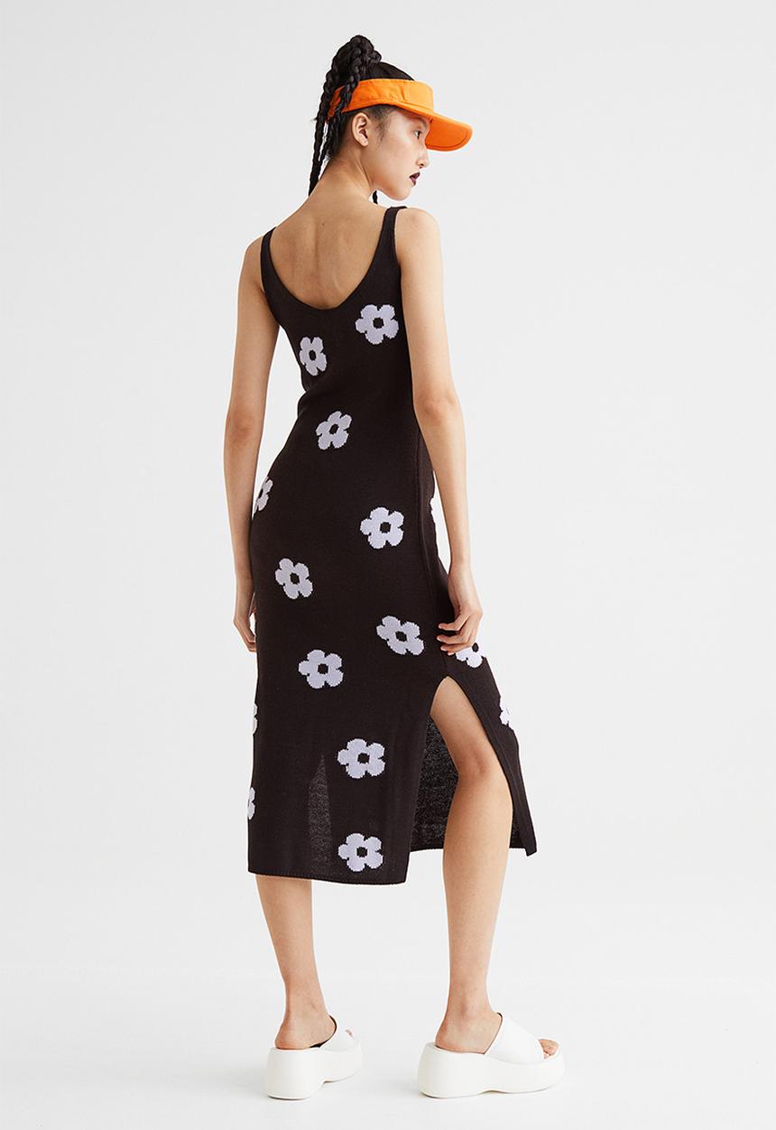 H&M - Knitted dress - black/floral