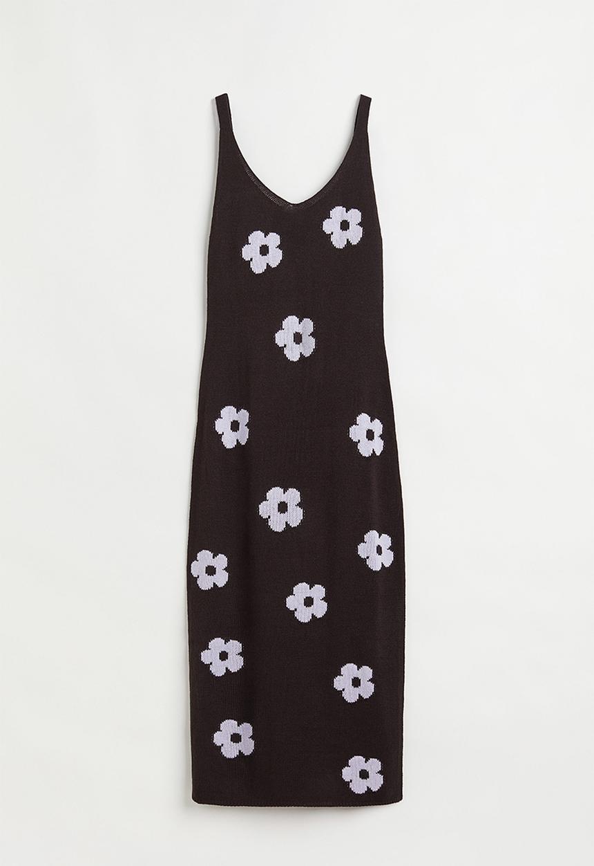 H&M - Knitted dress - black/floral