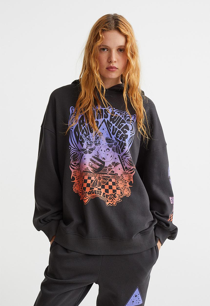 H&M - Oversized hoodie - black/stars