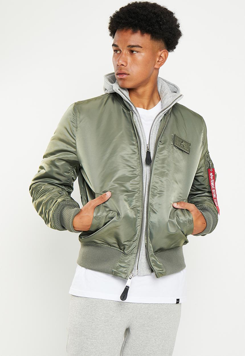 Alpha Industries - Ma 1 dtec detachable hood grey - vintage green