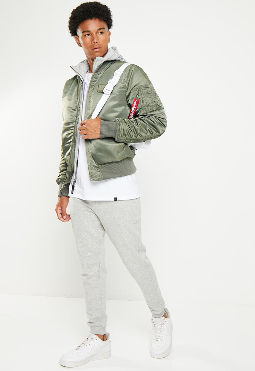 Alpha Industries - Ma 1 dtec detachable hood grey - vintage green