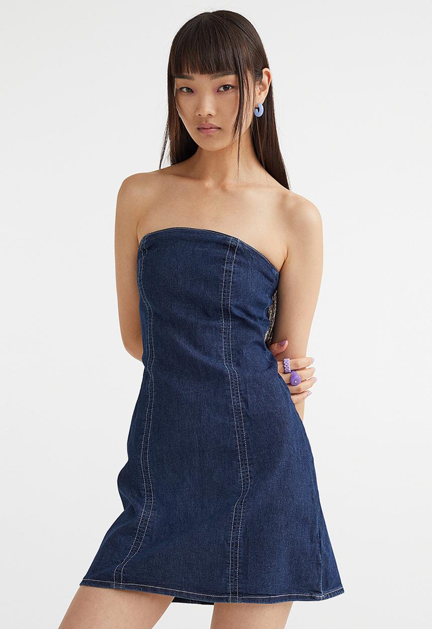 H&M - Bandeau dress - dark denim blue
