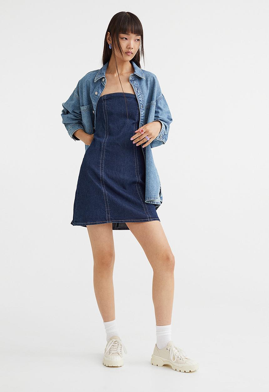 H&M - Bandeau dress - dark denim blue