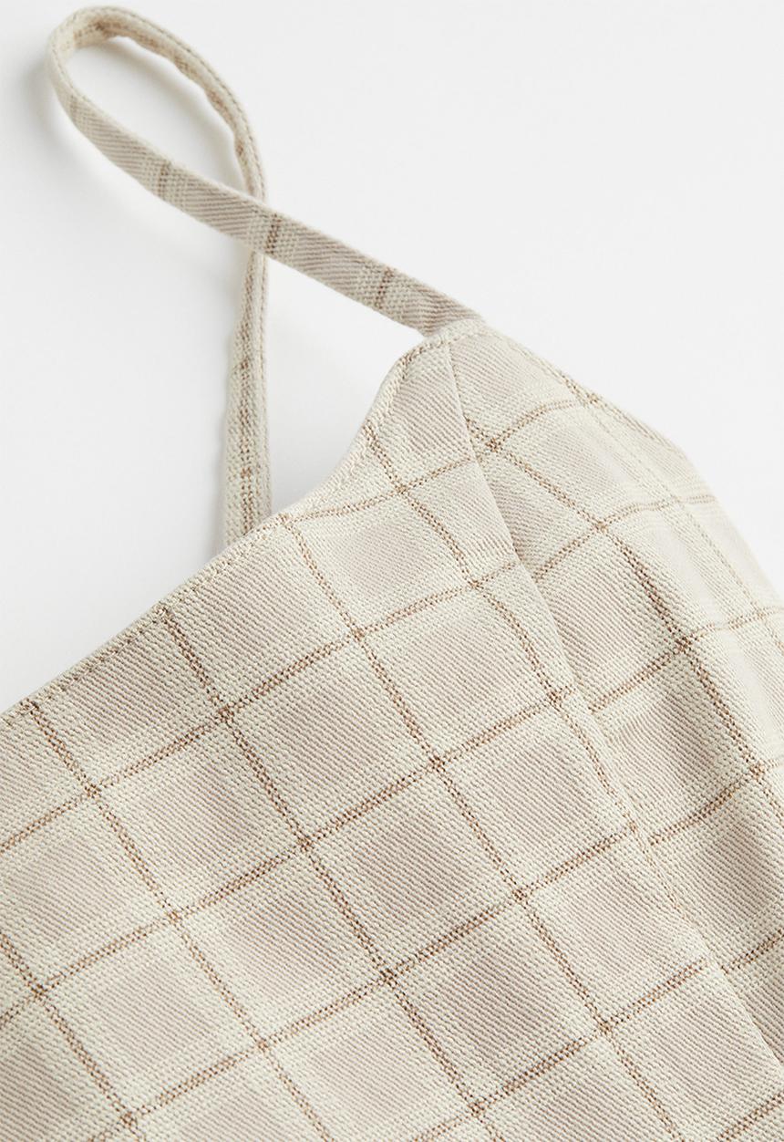 H&M - Denim bodycon dress - light beige/checked