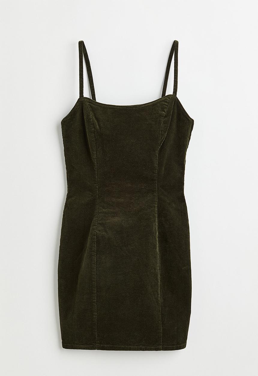 H&M - Denim bodycon dress - dark khaki green