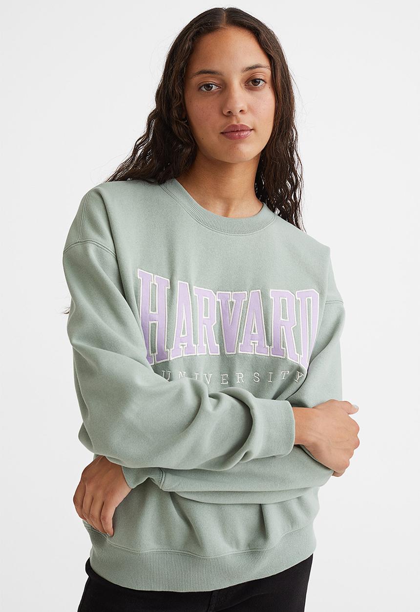 H&M - Printed sweatshirt - dusky green/harvard