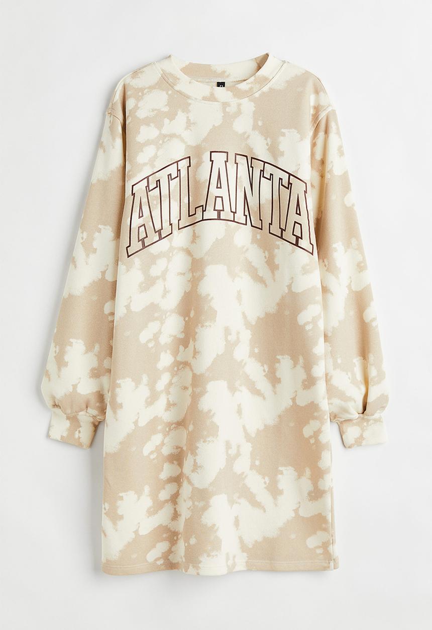 H&M - Patterned sweatshirt dress - beige/atlanta
