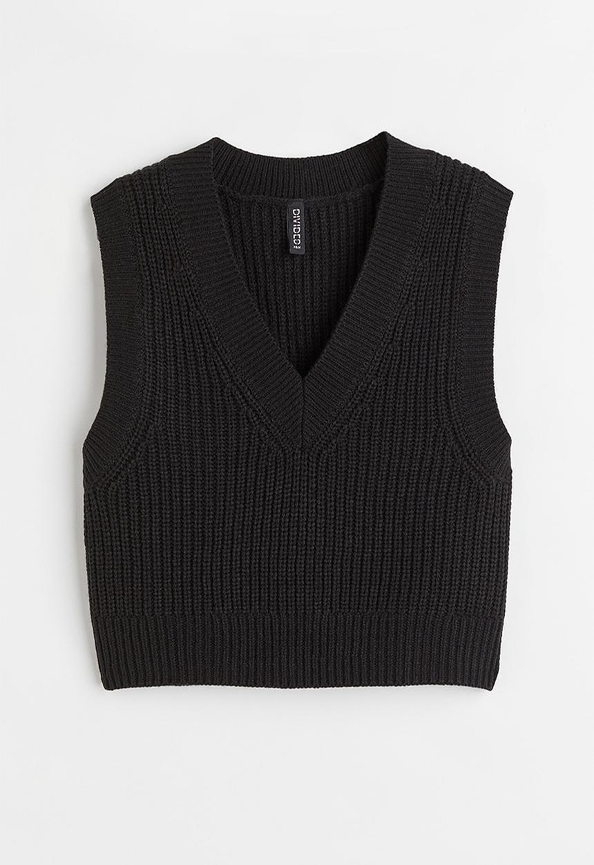 H&M - Rib-knit sweater vest - black