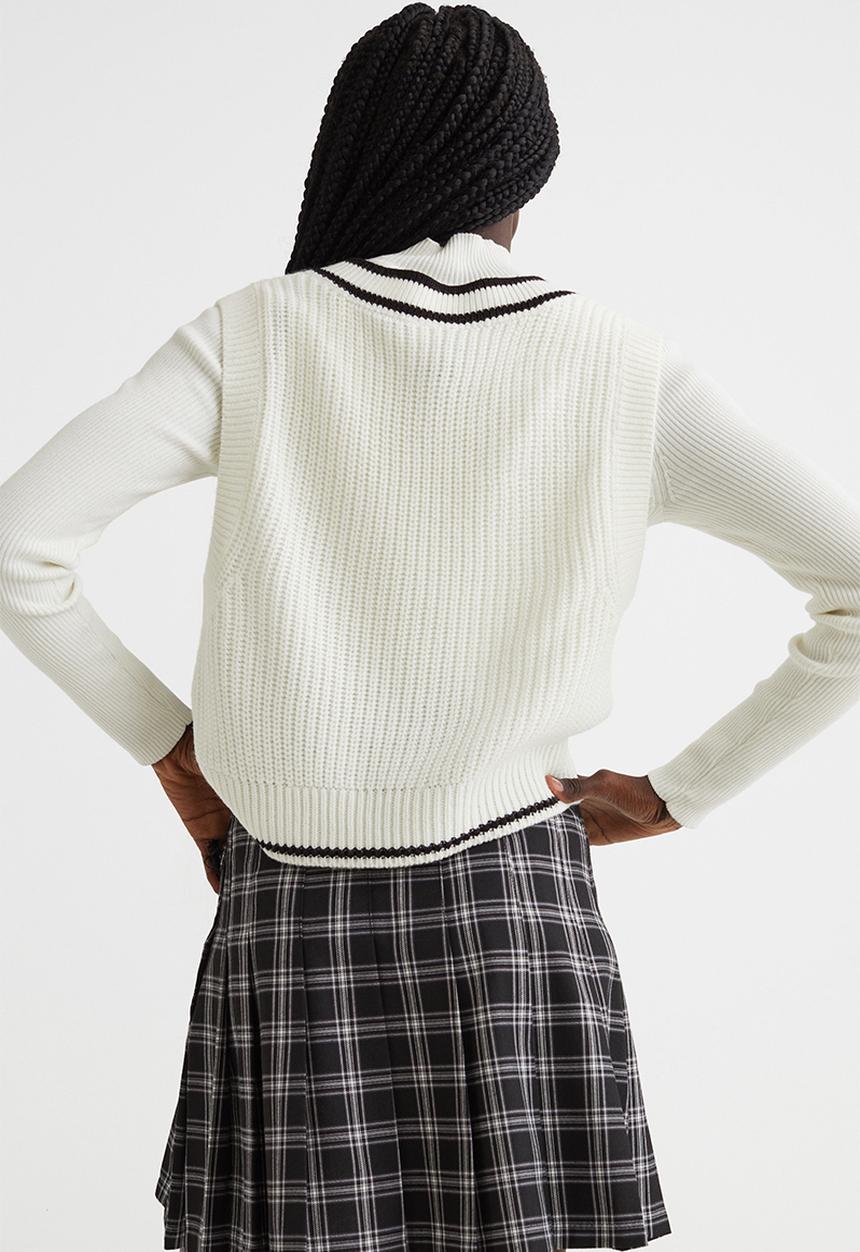 H&M - Rib-knit sweater vest - white/black