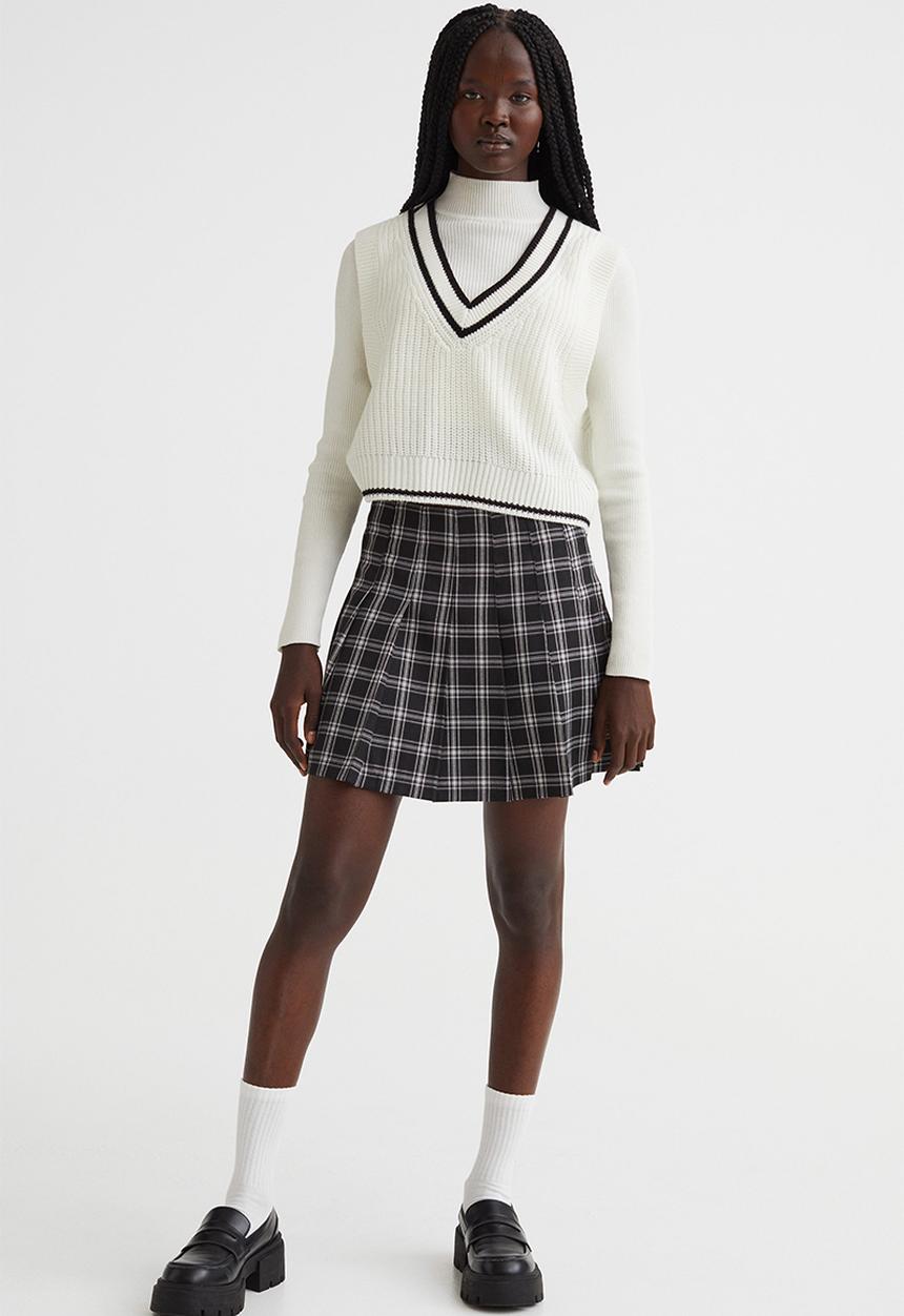 H&M - Rib-knit sweater vest - white/black