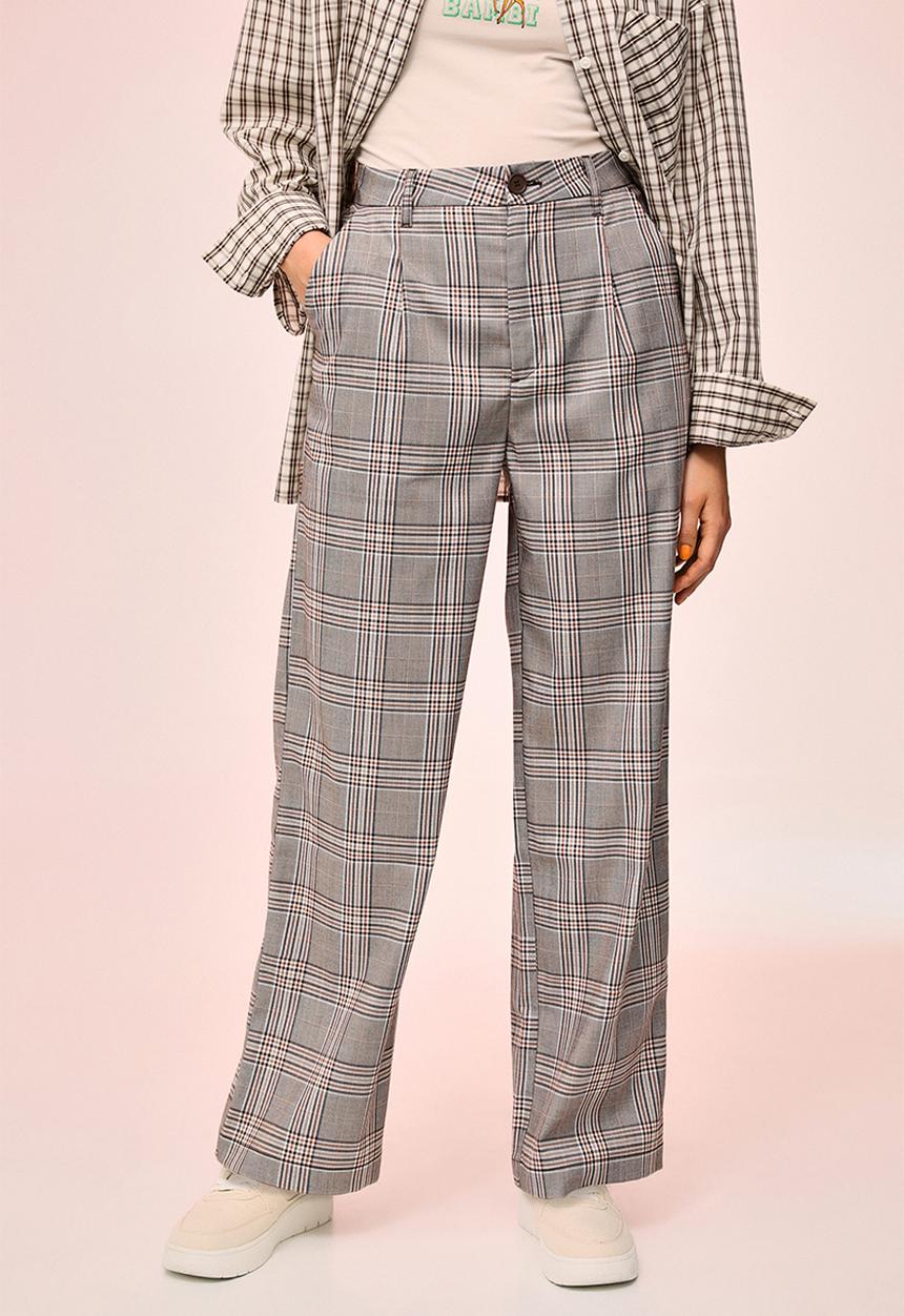 H&M - Tailored trousers - light brown/checked