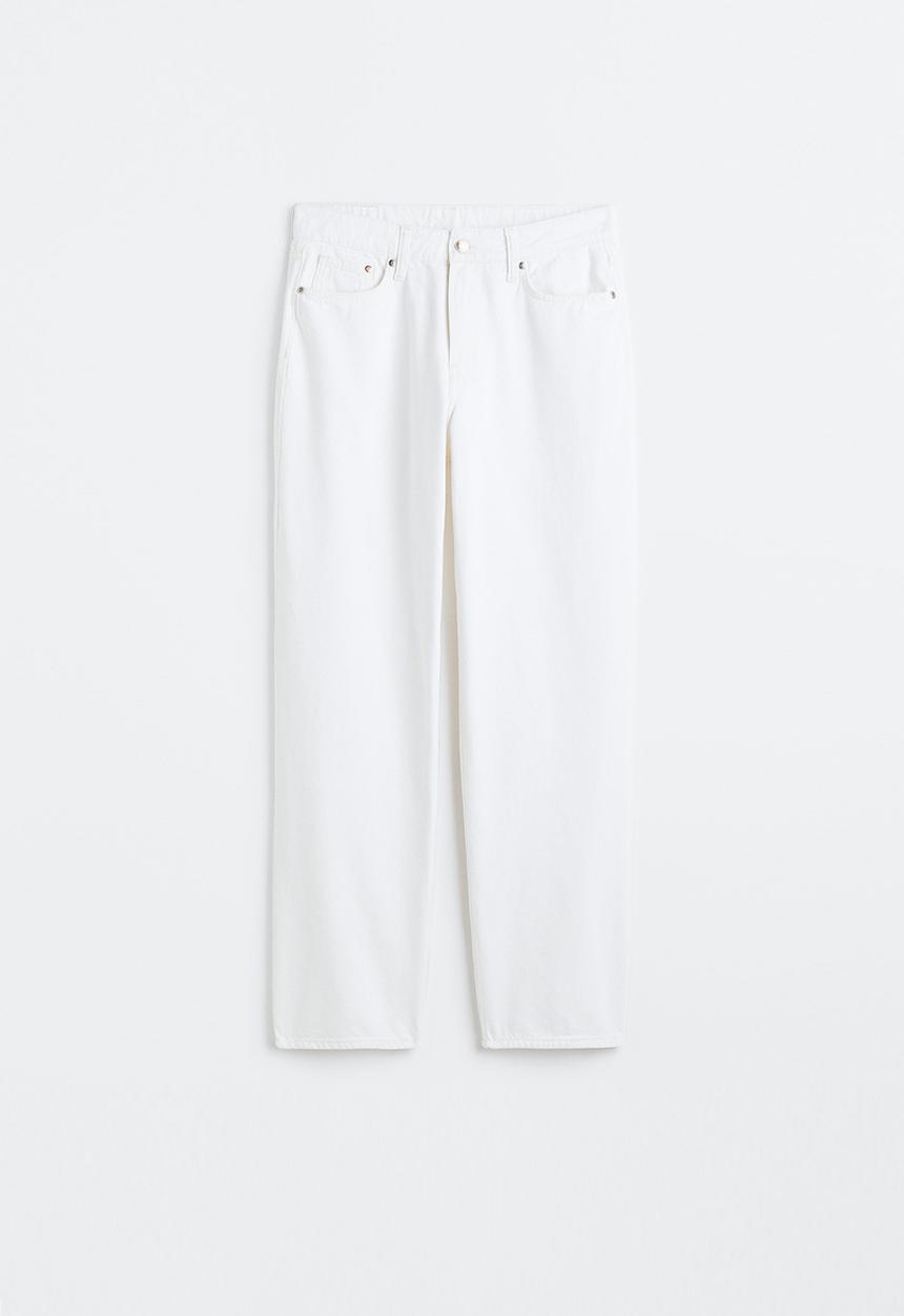 H&M - Curvy fit 90s baggy low jeans - white