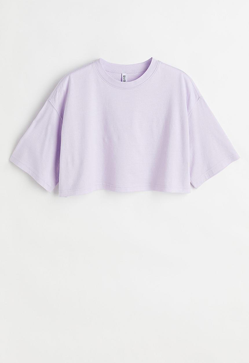 H&M - Cropped cotton t-shirt - light purple