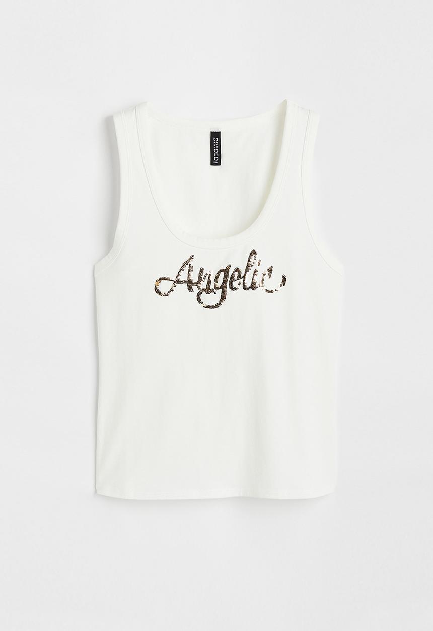 H&M - Ribbed vest top - white/angelic