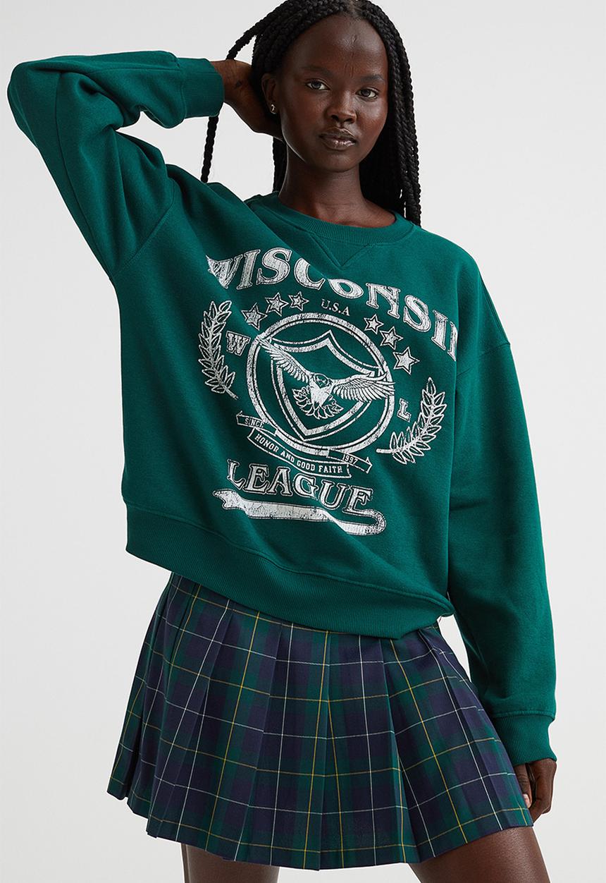 H&M - Sweatshirt - dark green/wisconsin