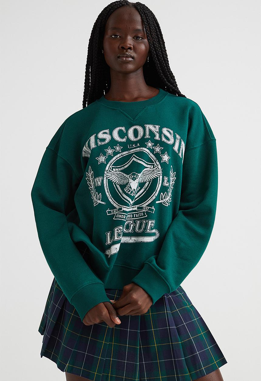 H&M - Sweatshirt - dark green/wisconsin