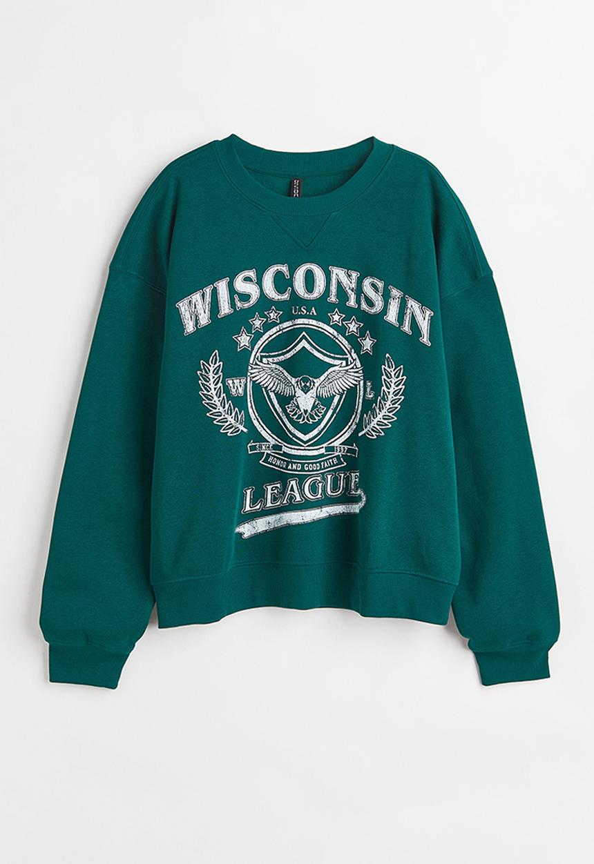 H&M - Sweatshirt - dark green/wisconsin