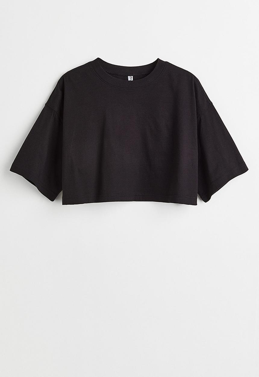 H&M - Cropped cotton t-shirt - black