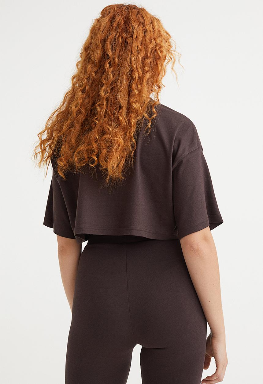 H&M - Cropped cotton t-shirt - dark brown