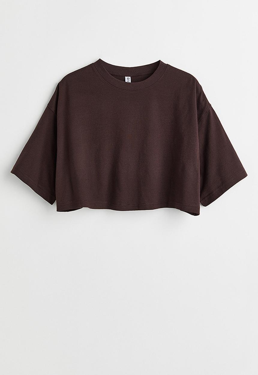 H&M - Cropped cotton t-shirt - dark brown