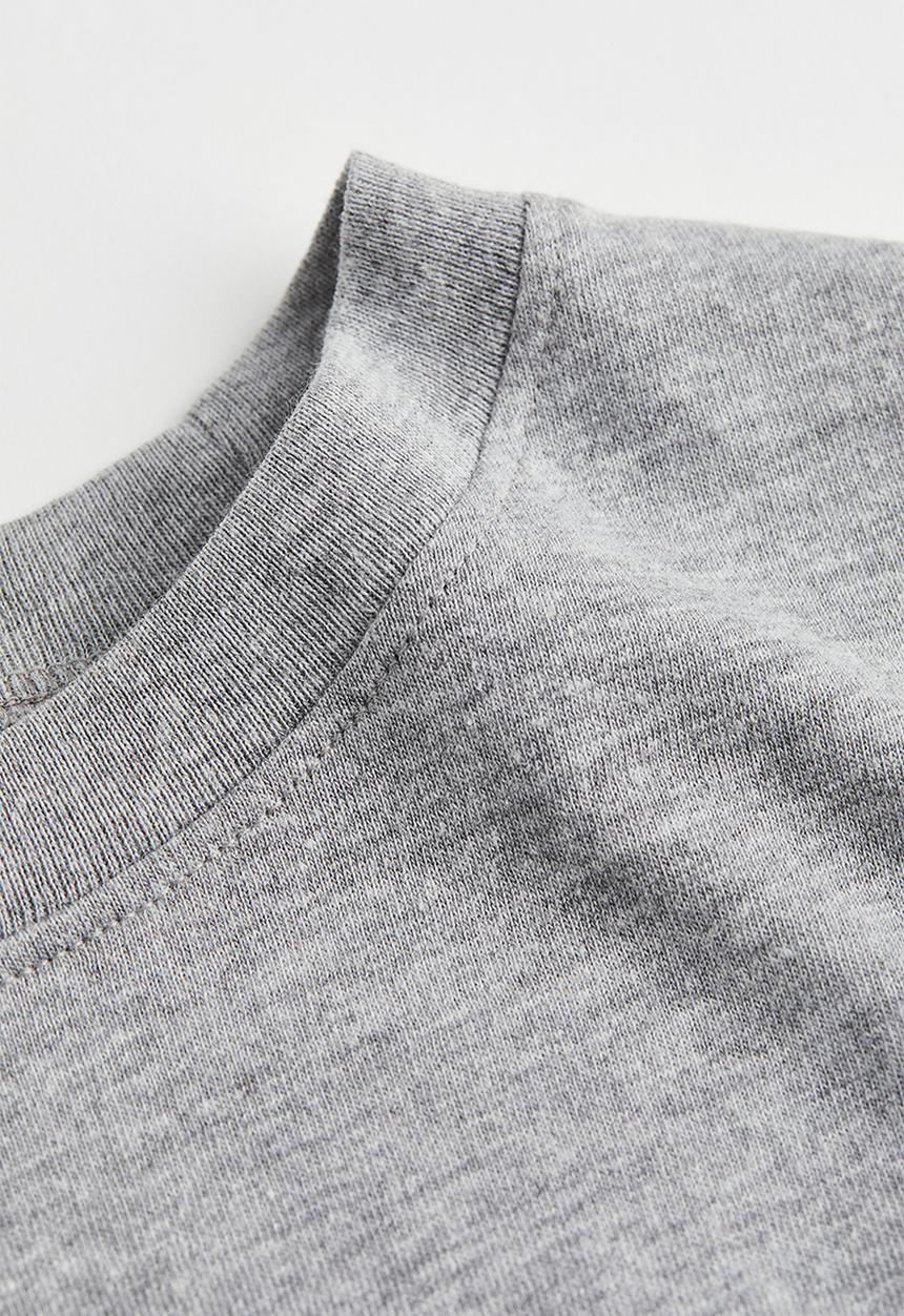 H&M - Cropped cotton t-shirt - light grey marl
