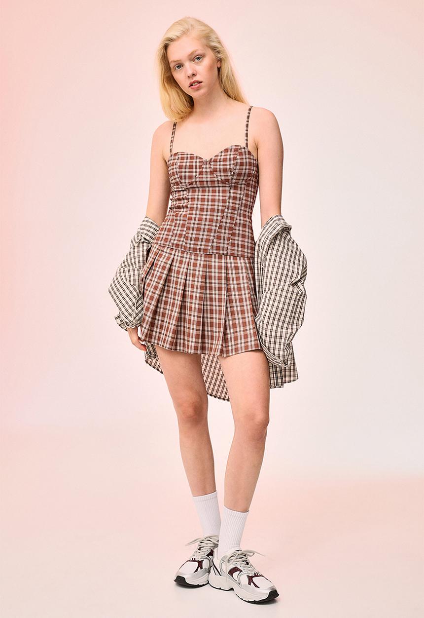 H&M - Twill bustier top - brown/checked