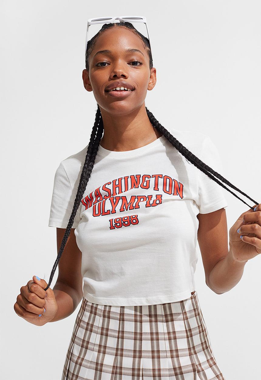 H&M - Cropped printed T-shirt - white/washington