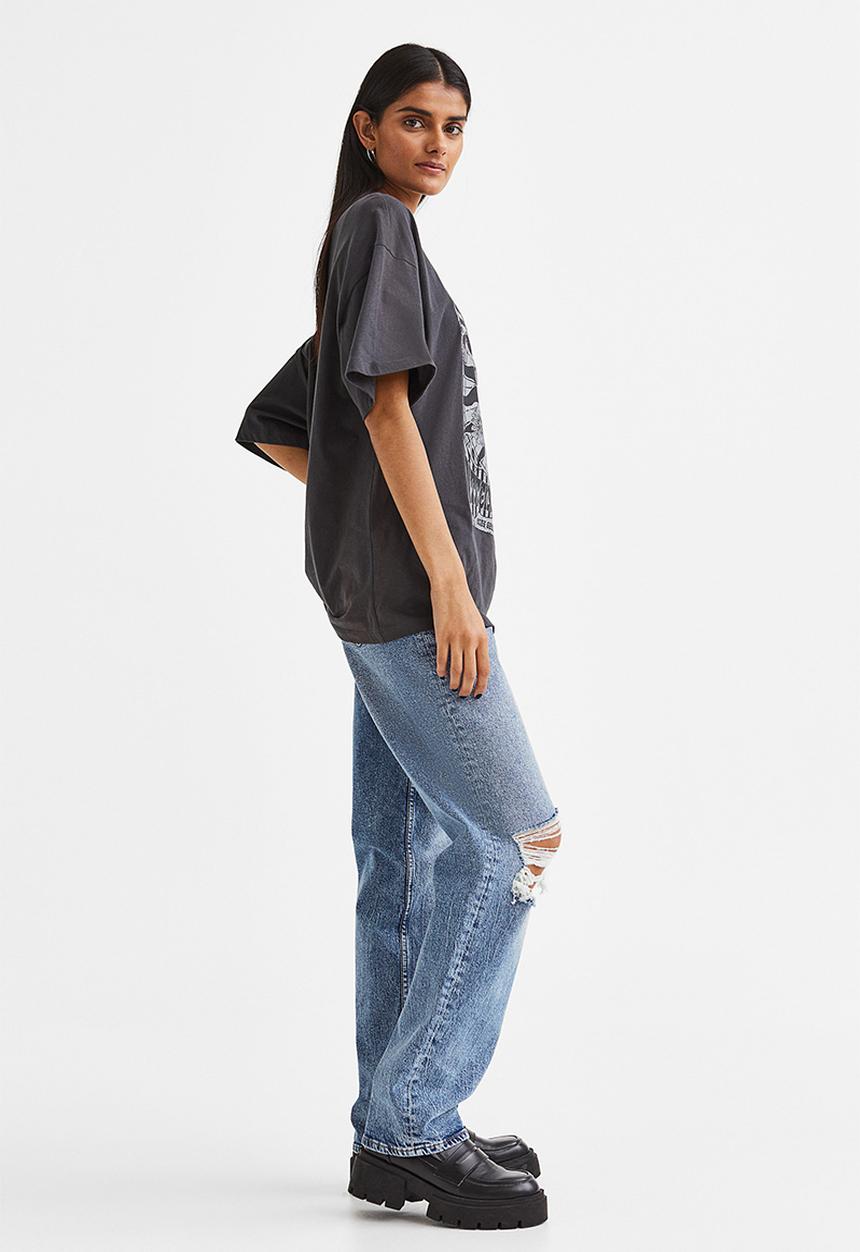 H&M - Oversized printed T-shirt - black